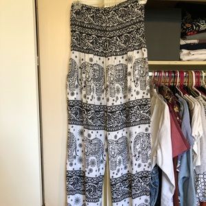 Black and white elephant/tribal print pants